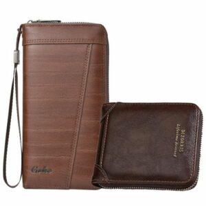 2PCS Leather Zipper Wallet